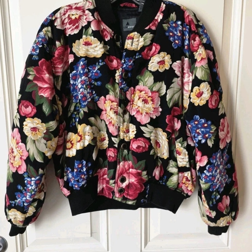 Vintage Floral Bomber Jacket with Vibrant Colors